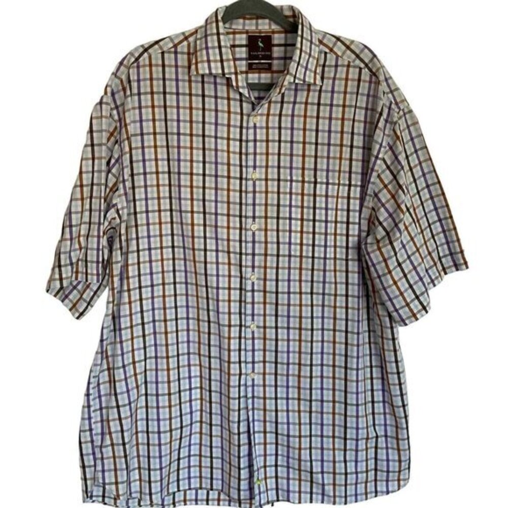 TAILORBYRD Men's‎ S/S Plaid Shirt 100% Cotton Size XL